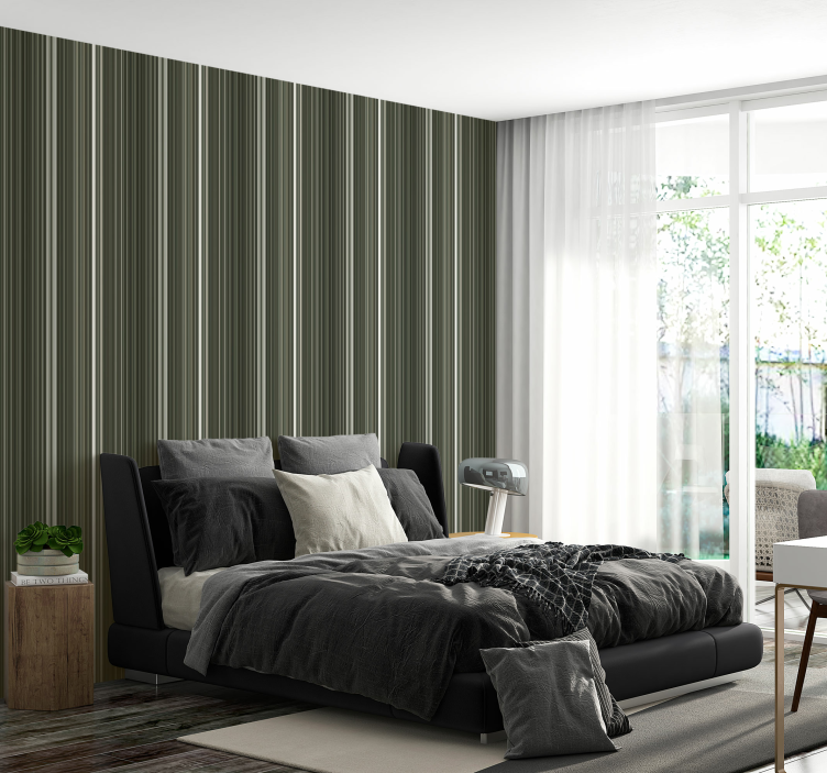green colored straight lines master bedroom wallpaper - TenStickers