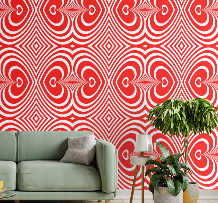 Heart Pattern Motif geometric wallpaper - TenStickers