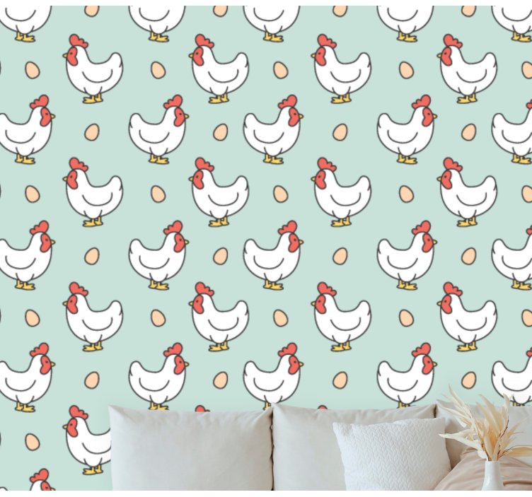 Hen Pattern animal wallpaper - TenStickers