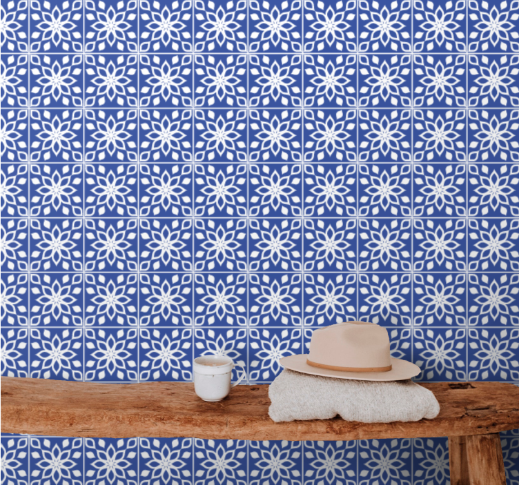 Azure mosaic tile wallpaper - TenStickers