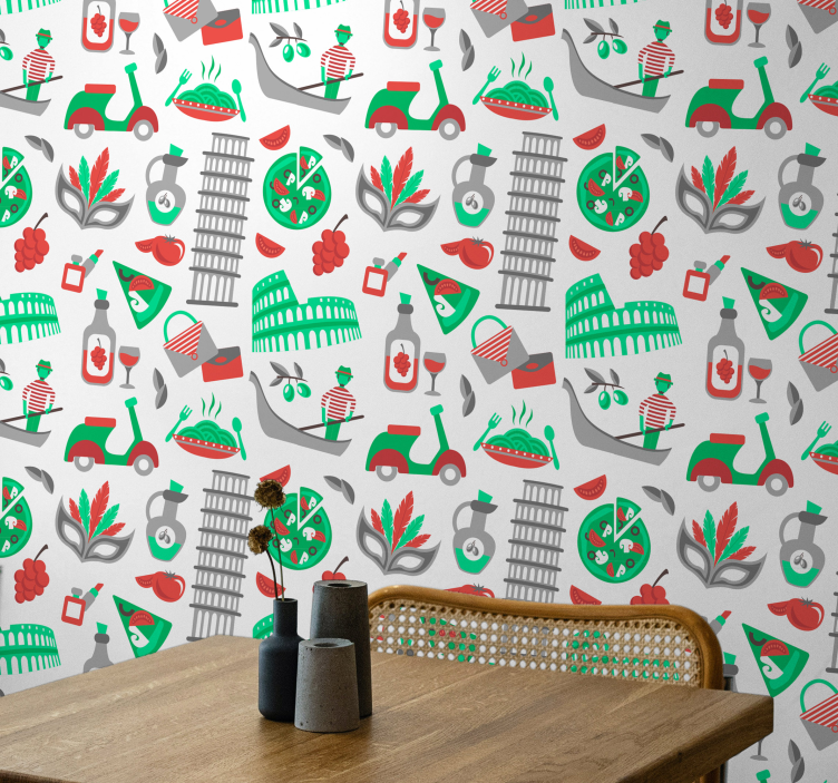 Italian Culinary Adventure city wallpaper - TenStickers