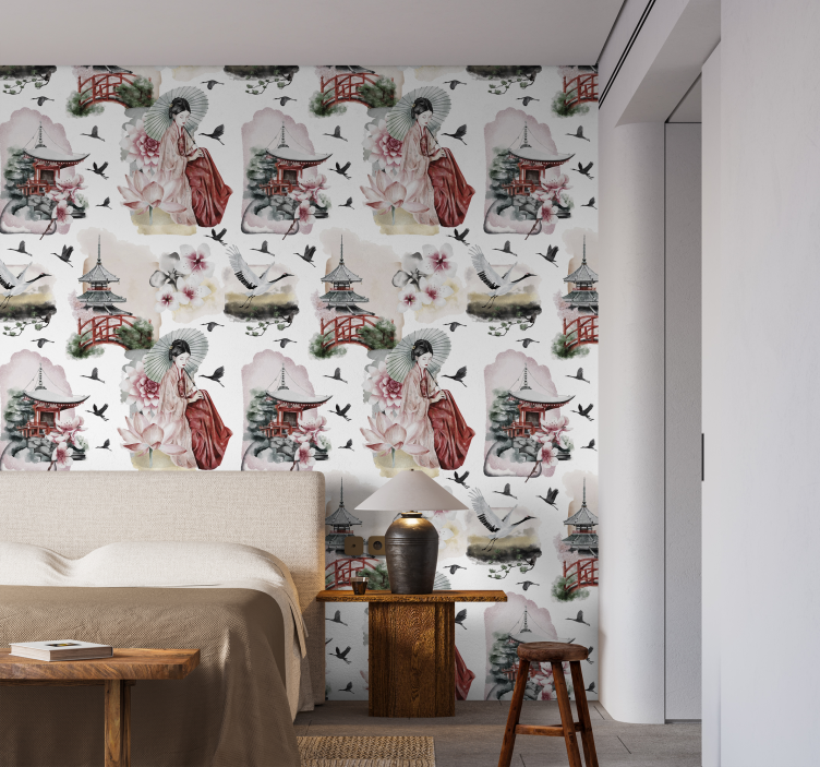 Japan headboard wallpaper - TenStickers