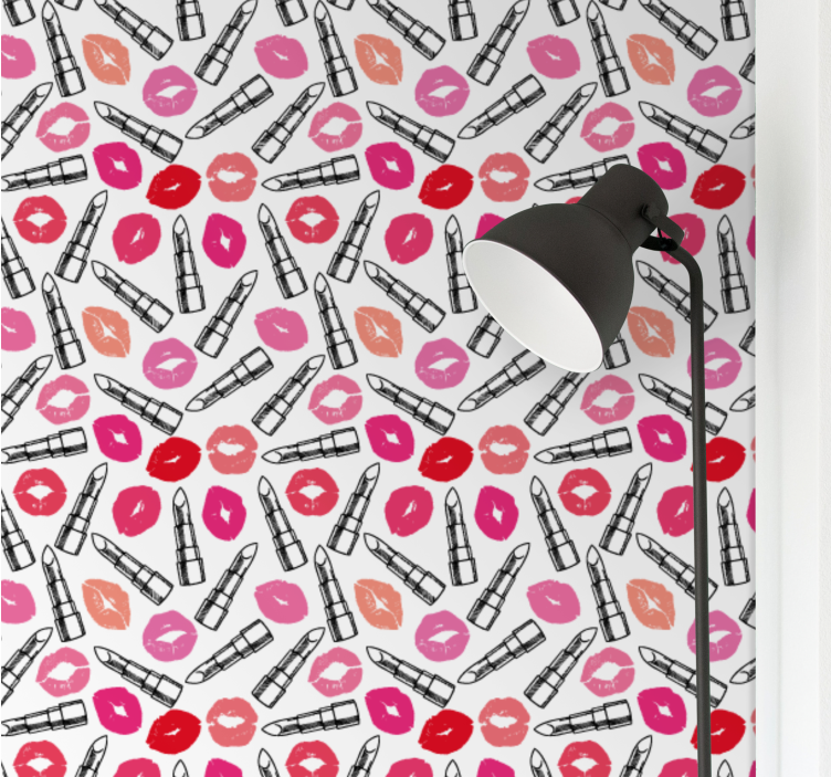Kiss and Lipstick customised wallpaper - TenStickers