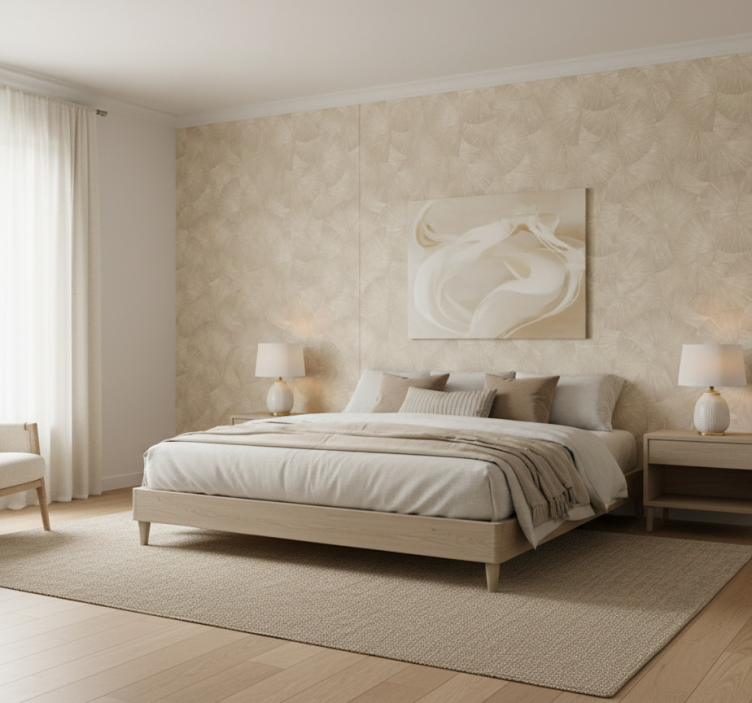 Leaf wallpaper chic tan abstract fan - TenStickers