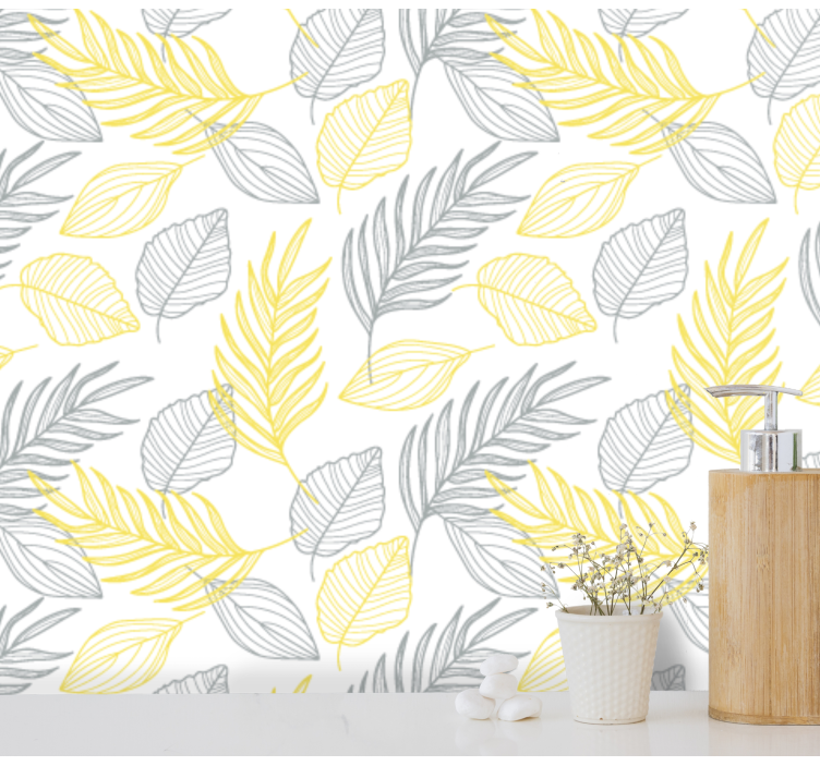Leafy Botanical Pattern leaf wallpaper - TenStickers
