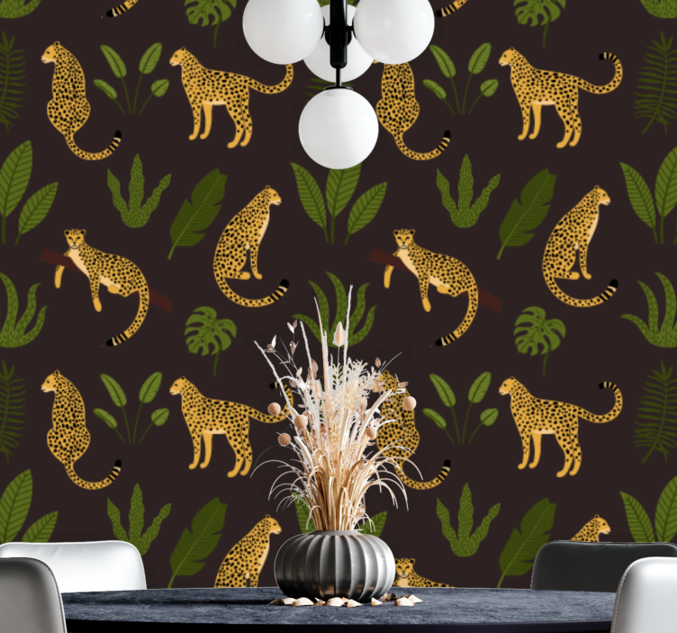 Leopard Foliage Patterns leopards wallpaper - TenStickers