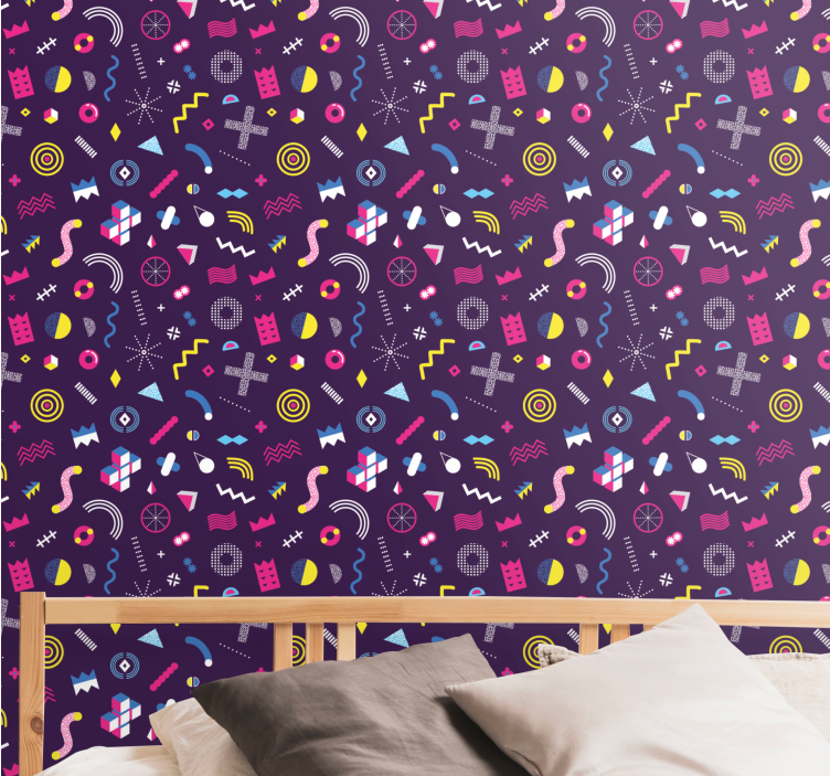 Memphis gaming pattern teen bedroom wallpaper - TenStickers