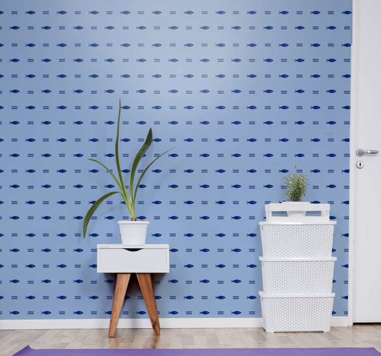 Minimal fish pattern Animal Wallpaper - TenStickers