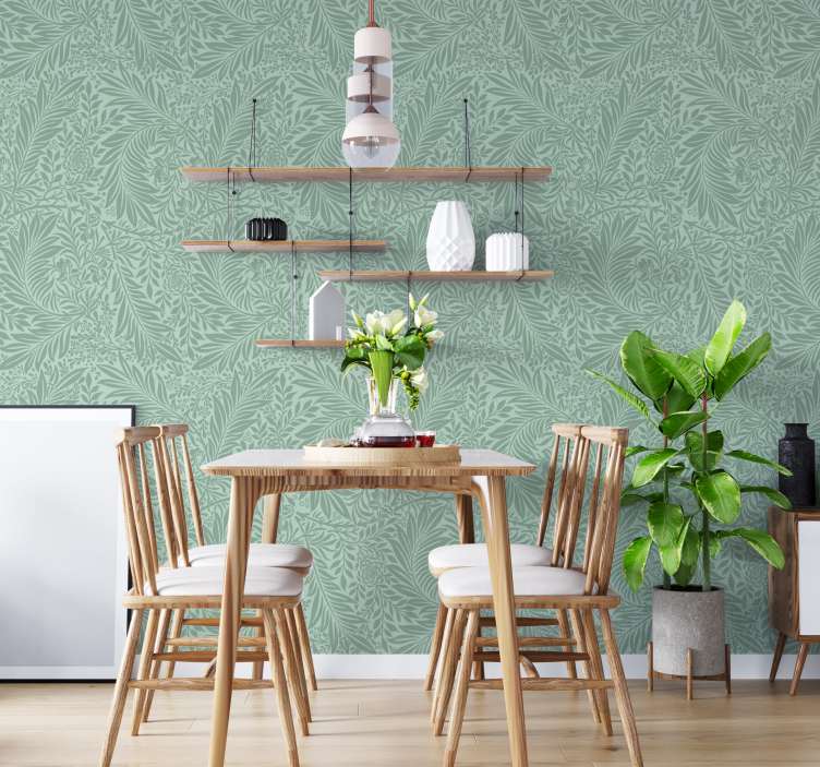 mint green vintage pattern Dining room wallpaper - TenStickers