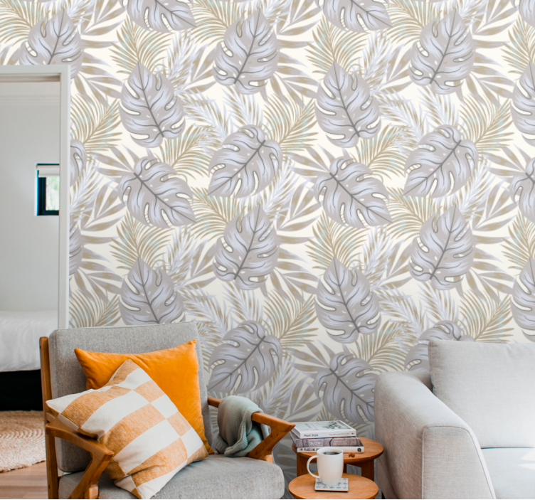 Monstera elegant motif leaf wallpaper - TenStickers
