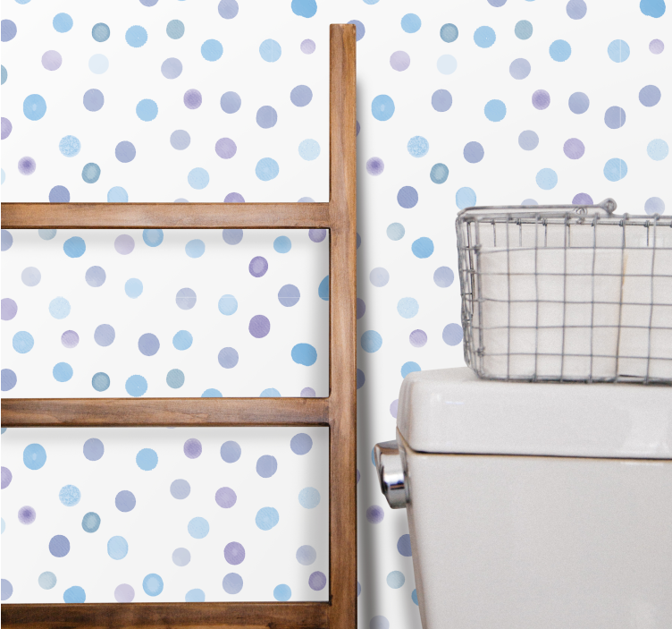 Polka dots wallpaper in blue dots pattern - TenStickers