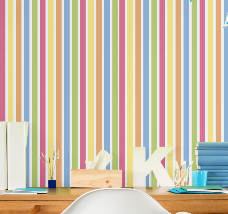 Multicolored Stripes horizontal striped wallpaper - TenStickers