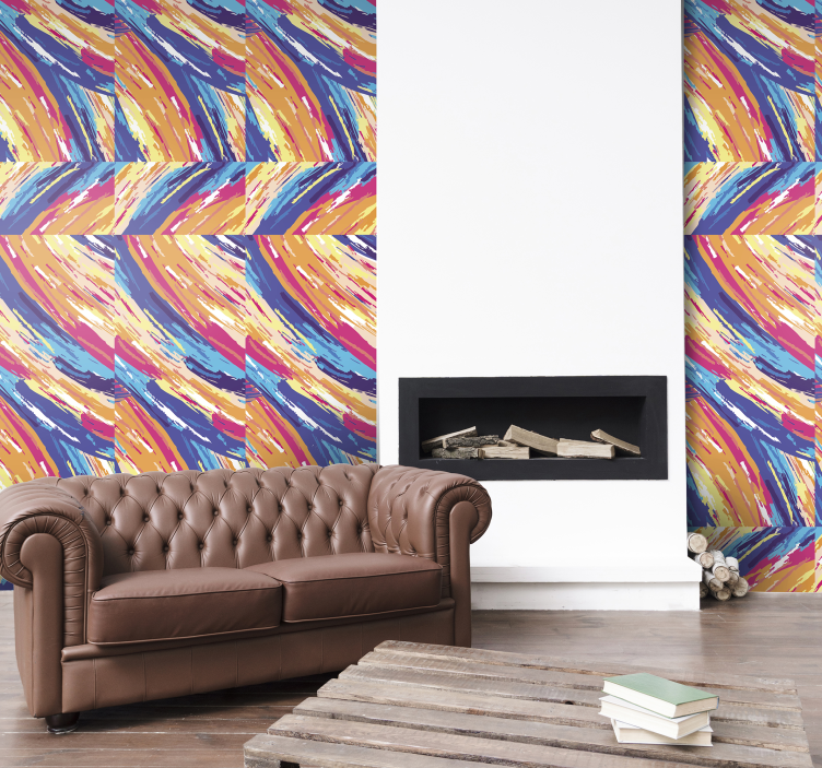 Multicoloured brush strokes Art Wallpaper - TenStickers