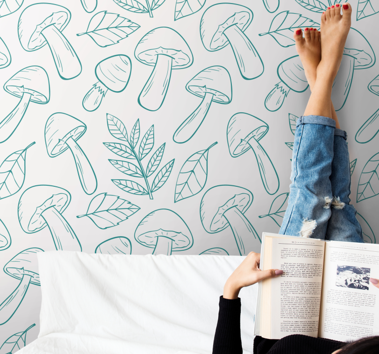 Mushroom Outlines animal wallpaper - TenStickers