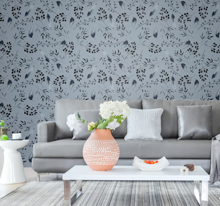 Nature wallpaper grey trees for living room - TenStickers