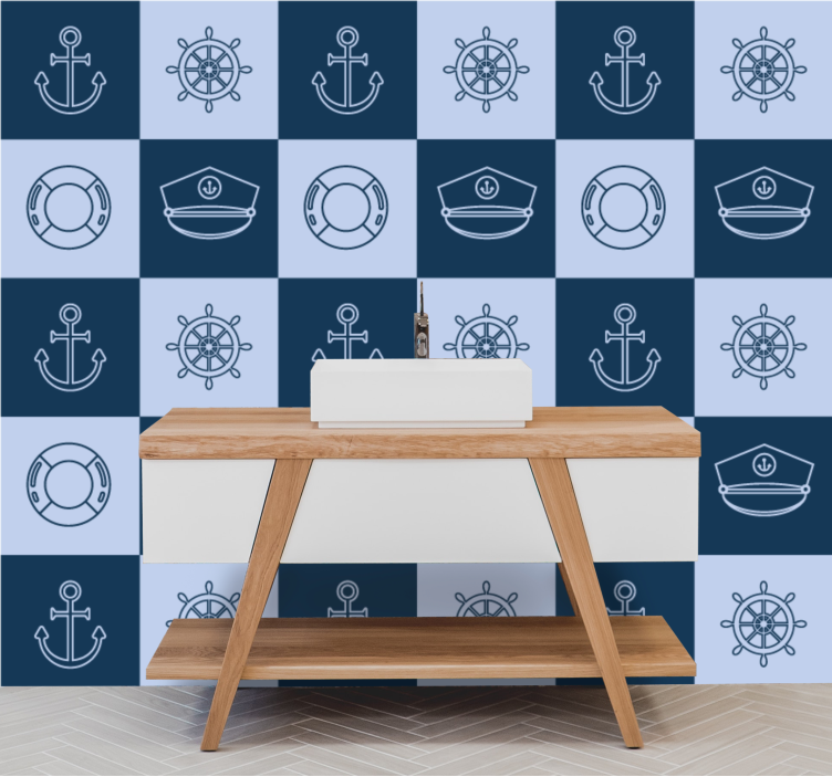 Nautical Tile Pattern tile wallpaper - TenStickers