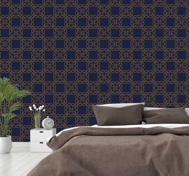 Navy Geometric Elegance ornamental wallpaper - TenStickers