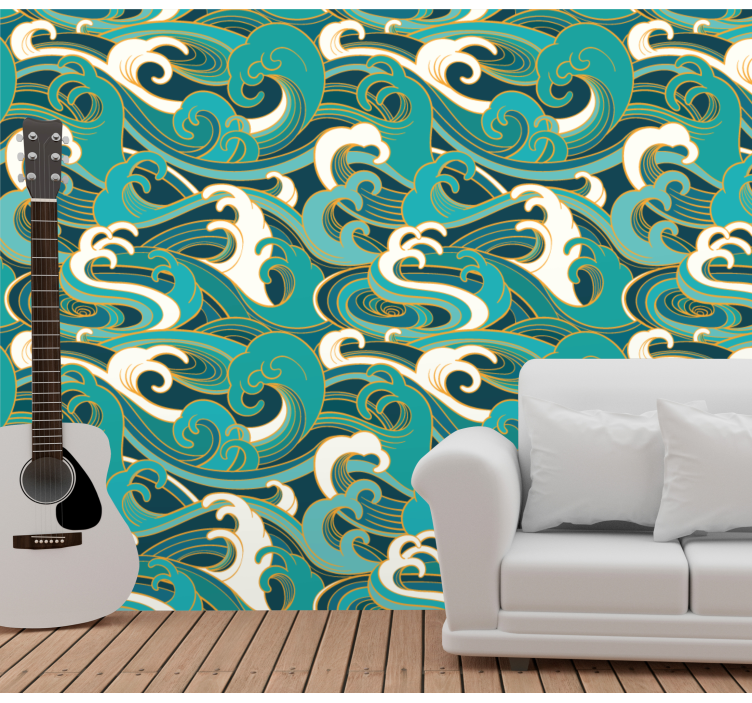 Oceanic Wave Flow abstract wallpaper - TenStickers