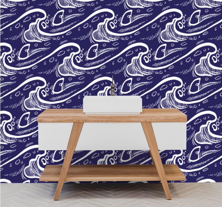 Oceanic Wave Pattern fish wallpaper - TenStickers