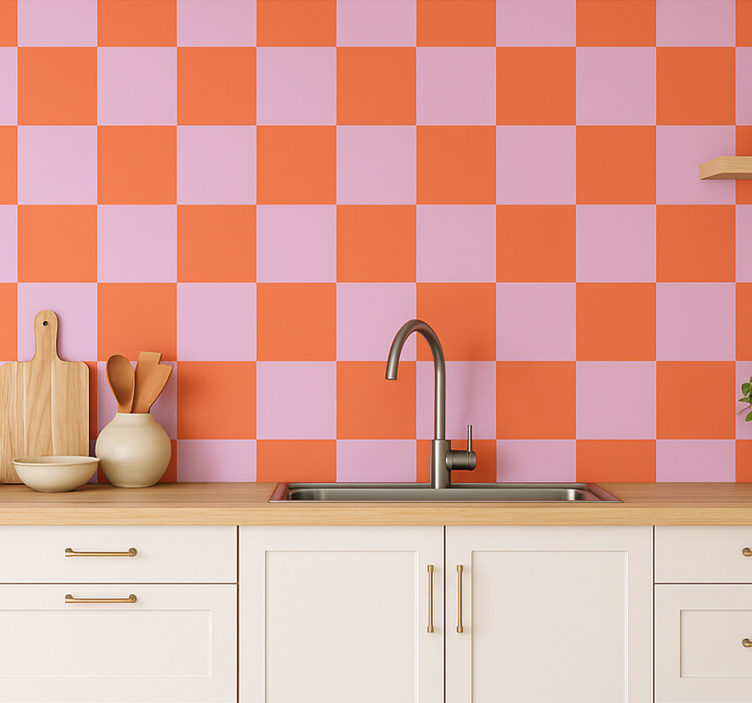 Orange shades motif tile wallpaper - TenStickers