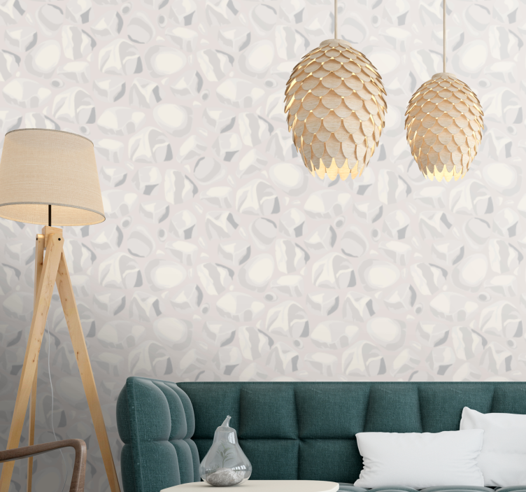 Organic shape pattern living room wallpaper - TenStickers