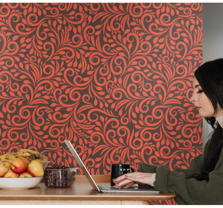 Ornate Swirls floral ornament wallpaper - TenStickers