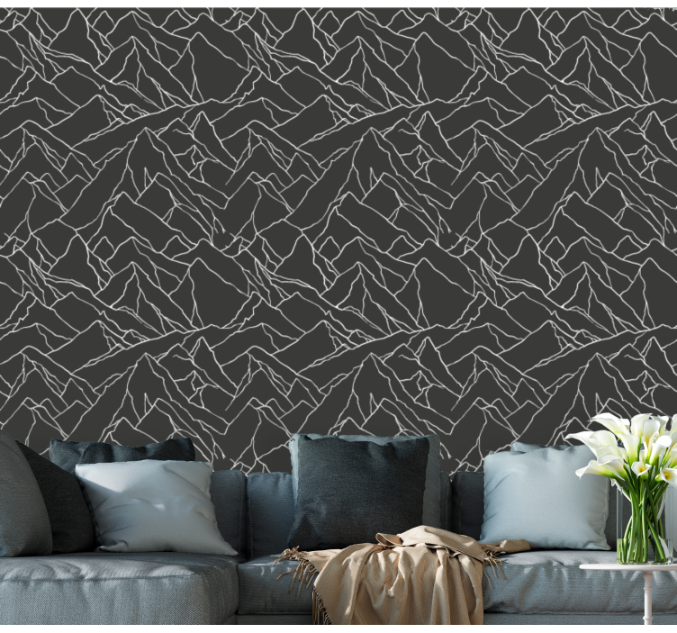 outlined mountains Modern Wallpaper - TenStickers