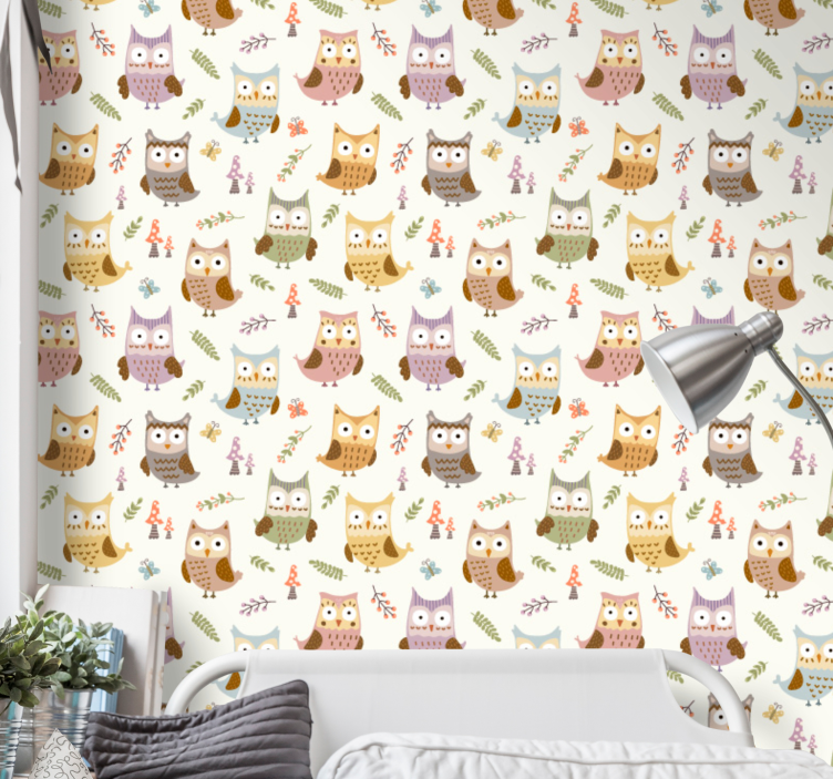 Owl Pattern animal wallpaper - TenStickers