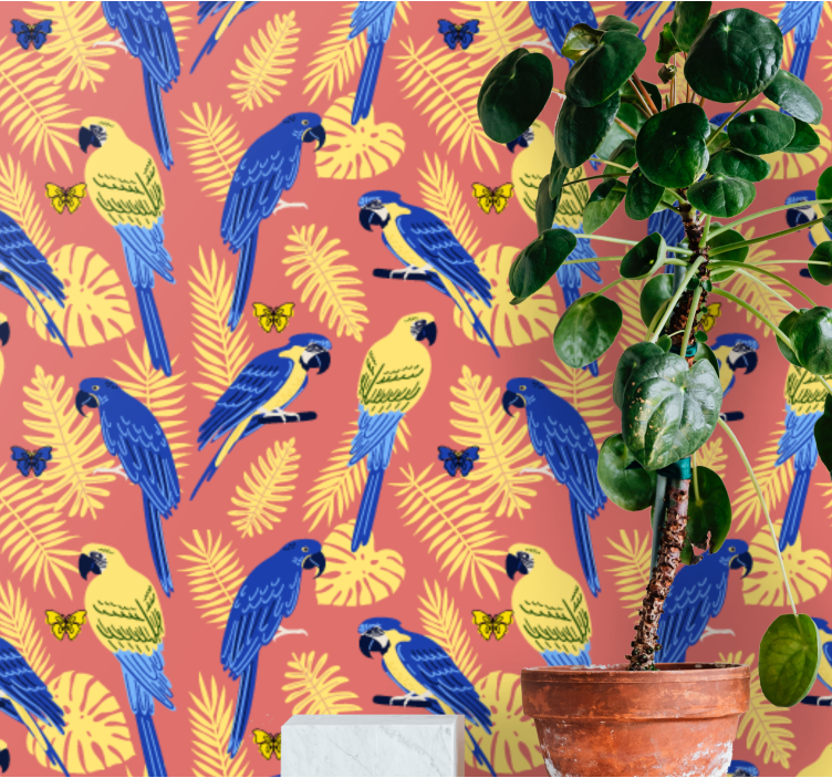 Parrot Tropical Motif parrots wallpaper - TenStickers