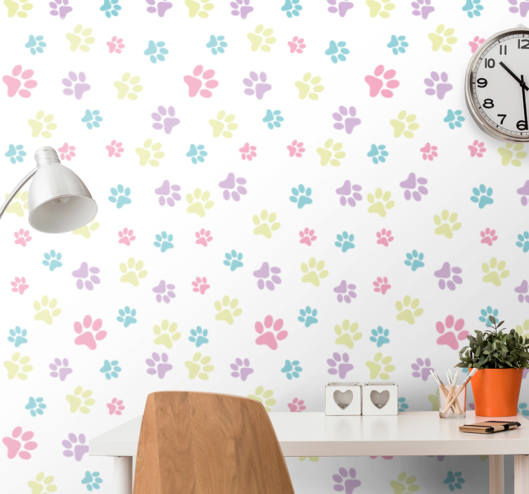 Paw Pattern Play dogs wallpaper - TenStickers