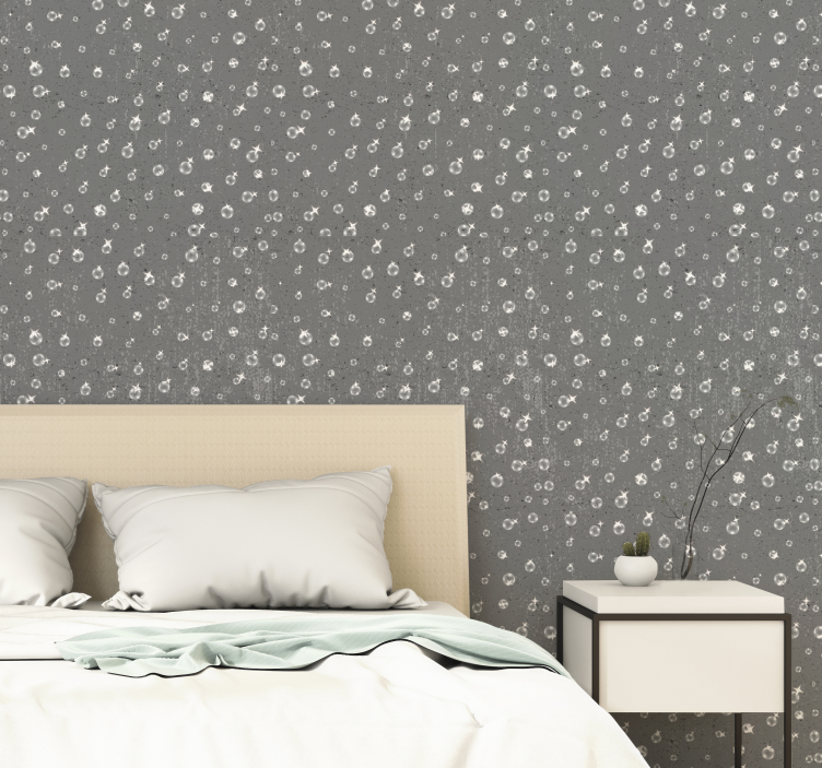 Pearls on concrete Grey Wallpaper - TenStickers