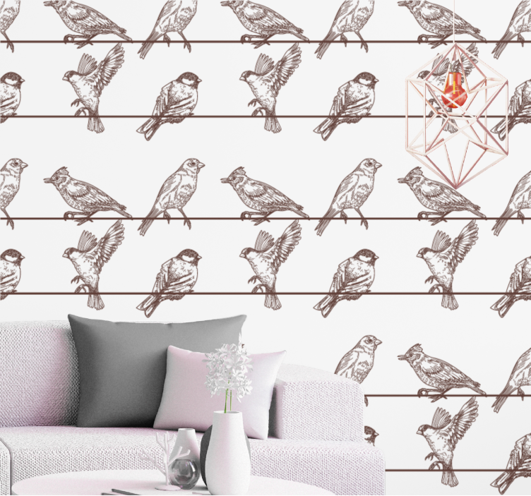Perching Bird Pattern birds wallpaper - TenStickers