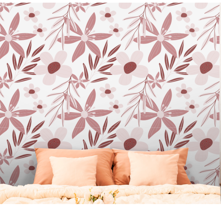 Pink daisy flowers wallpaper - TenStickers