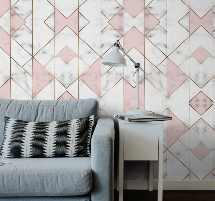 Pink geometric figure abstract wallpaper - TenStickers