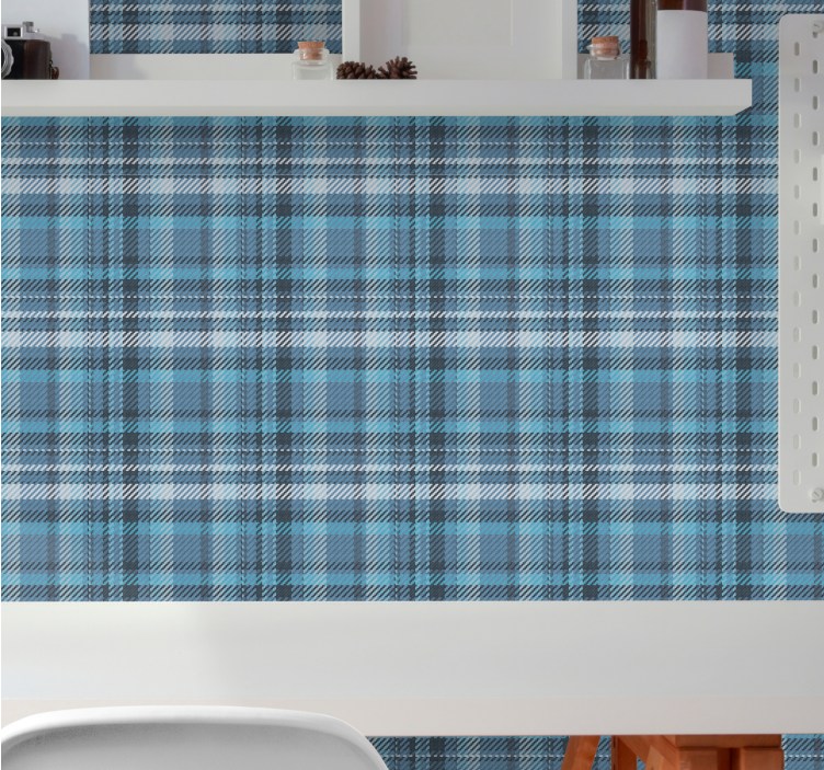 Plaid Pattern Design horizontal striped wallpaper - TenStickers
