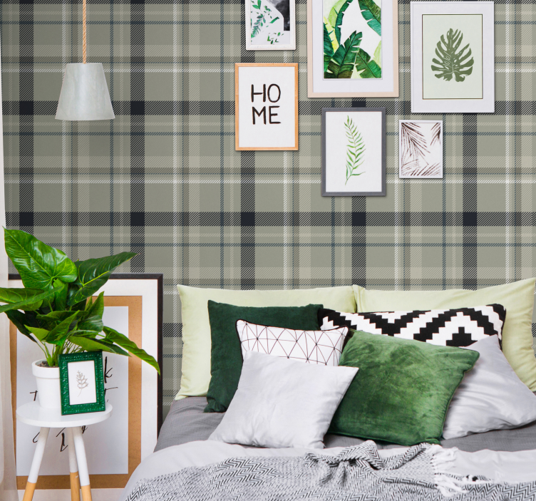 Urban green tartan texture pattern wallpaper - TenStickers