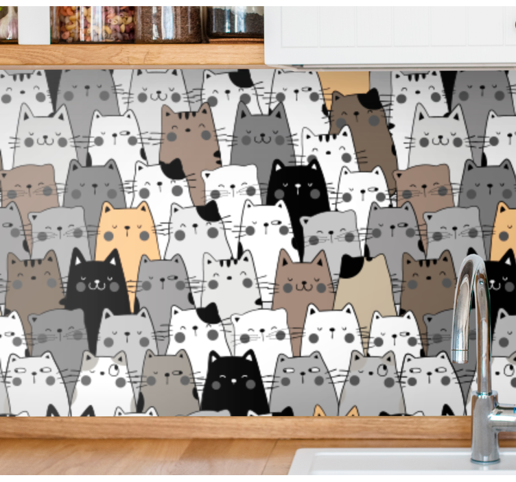 Playful Cat Patterns cat wallpaper - TenStickers