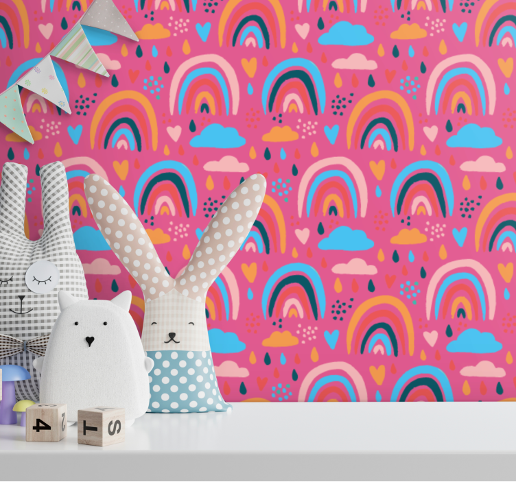 Playful Rainbow Patterns kids wallpaper - TenStickers