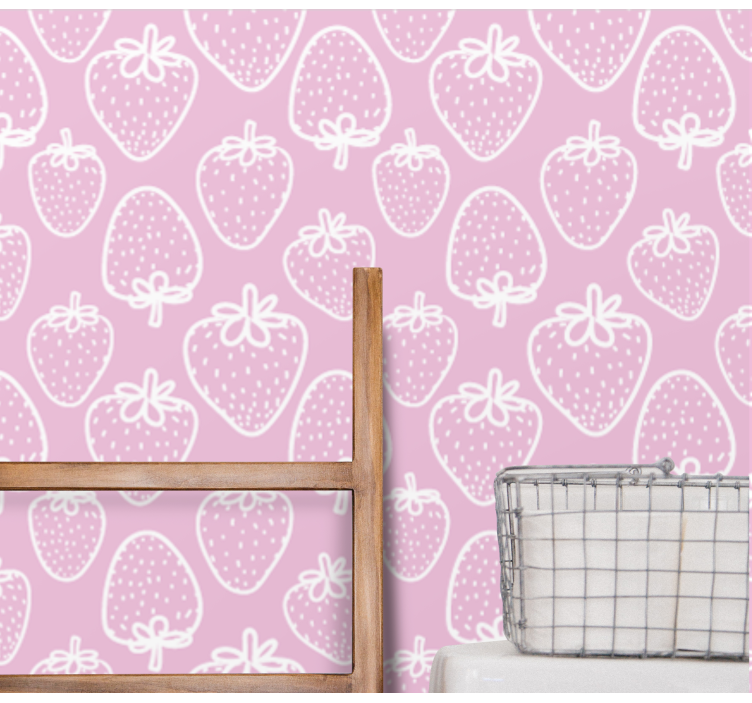 Polka Dot Strawberries pink wallpaper - TenStickers