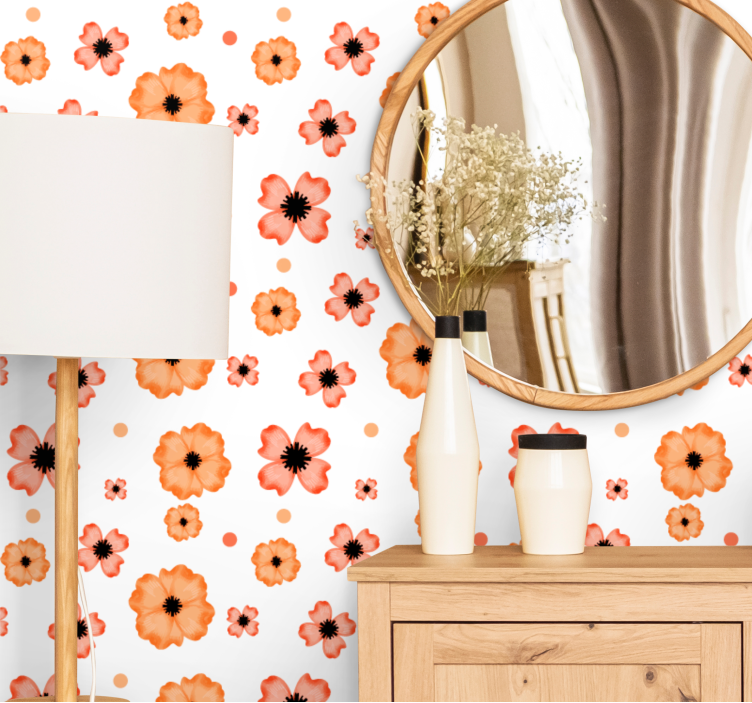 Poppies Pattern flower wallpaper - TenStickers