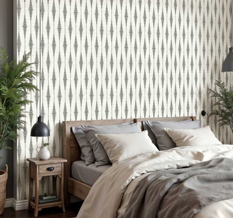"Rabaul Ikat" grey and beige shapes wallpaper - TenStickers
