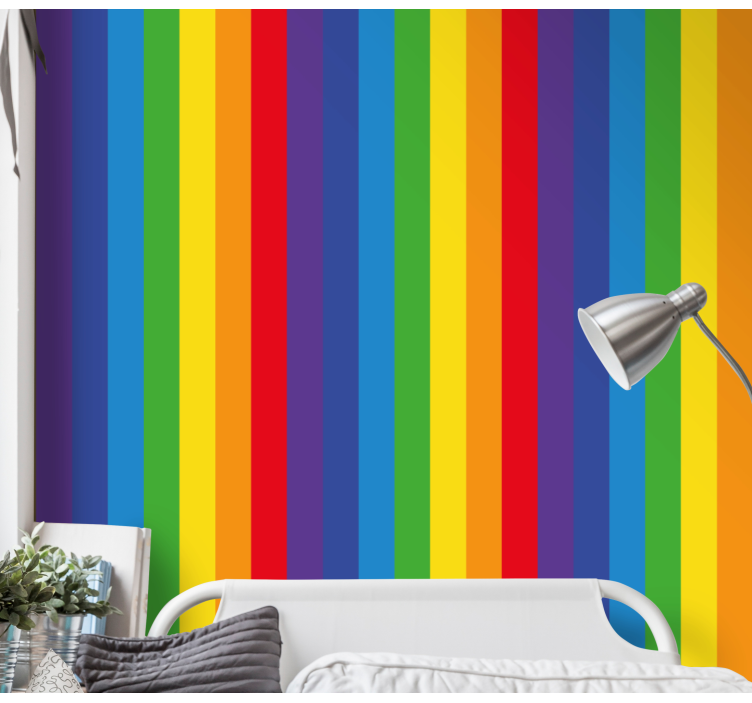 Rainbow stripes vertical wallpaper - TenStickers