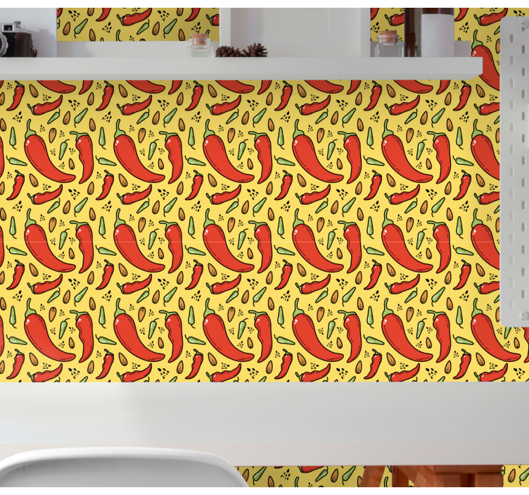Red and green hot chili  kitchen wallpaper - TenStickers