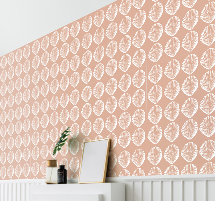 Retro Seashell Pattern beige Shell Wallpaper - TenStickers