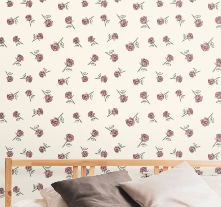 Romantic vintage rose pattern flower wallpaper - TenStickers