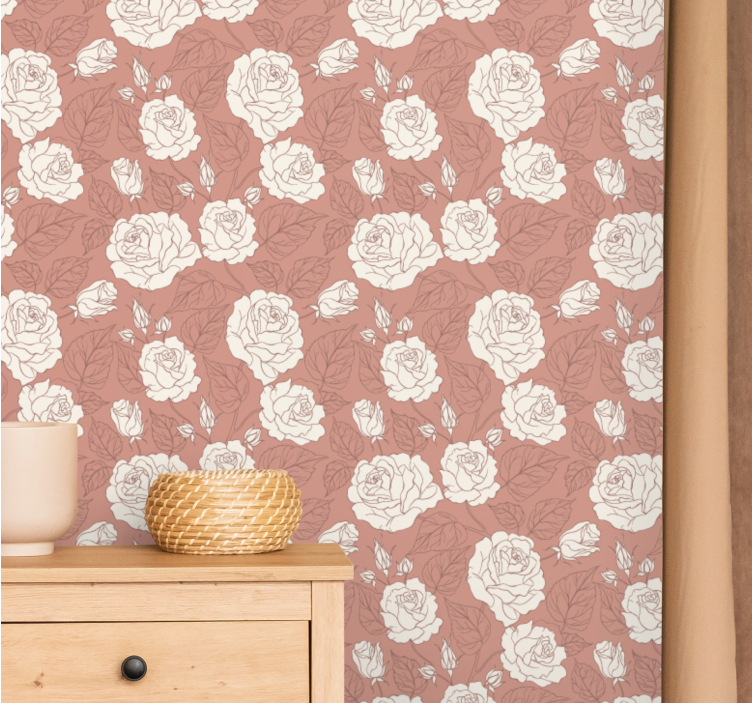 Rose petal pattern flower wallpaper - TenStickers