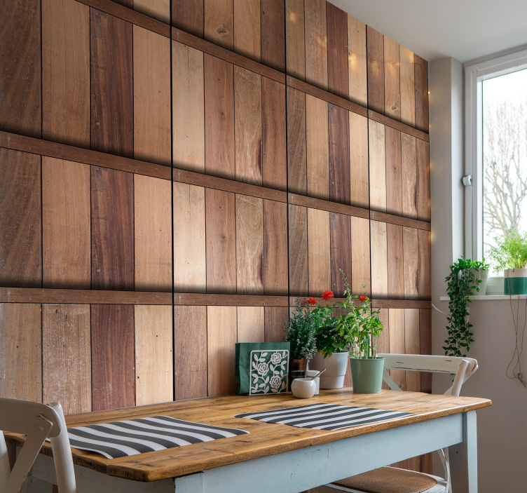 Rustic Planked Texture wood wallpaper - TenStickers