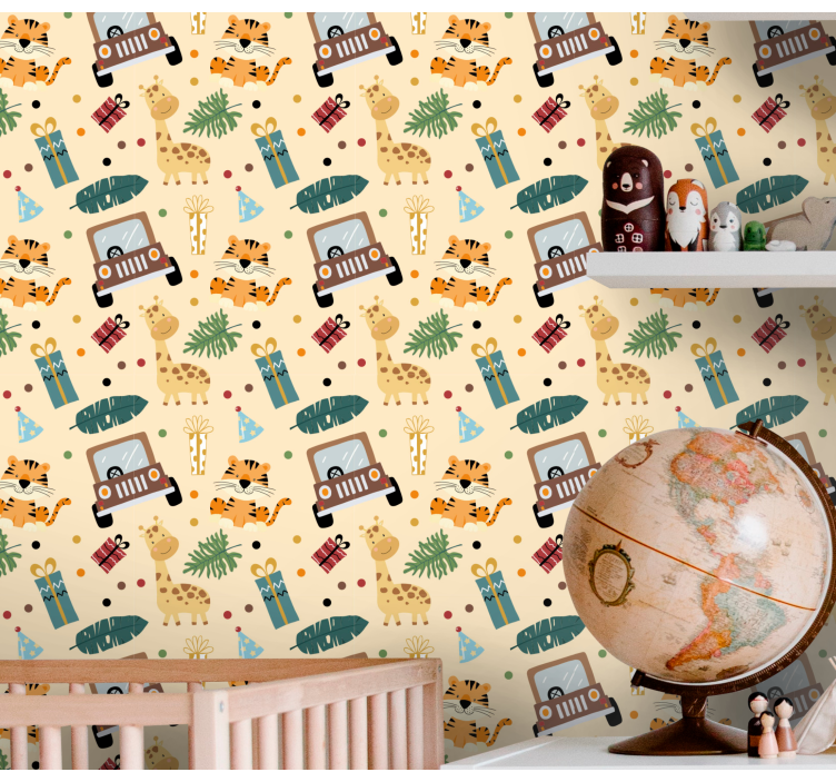 Safari Adventure Pattern nursery wallpaper - TenStickers