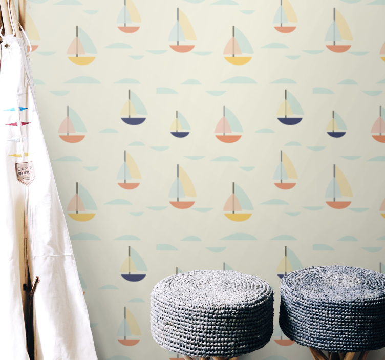 Sailboat Patterns customised wallpaper - TenStickers
