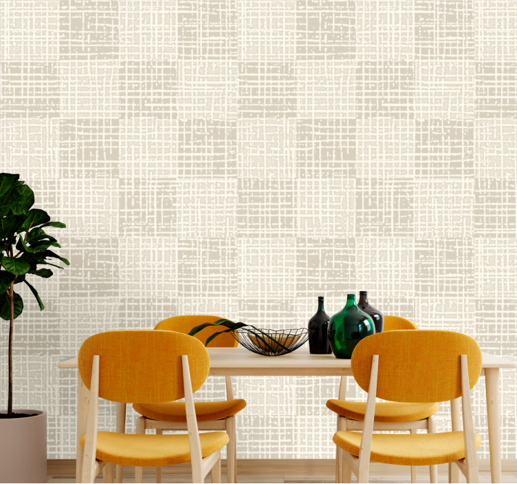 Scandinavian beige square pattern wallpaper - TenStickers